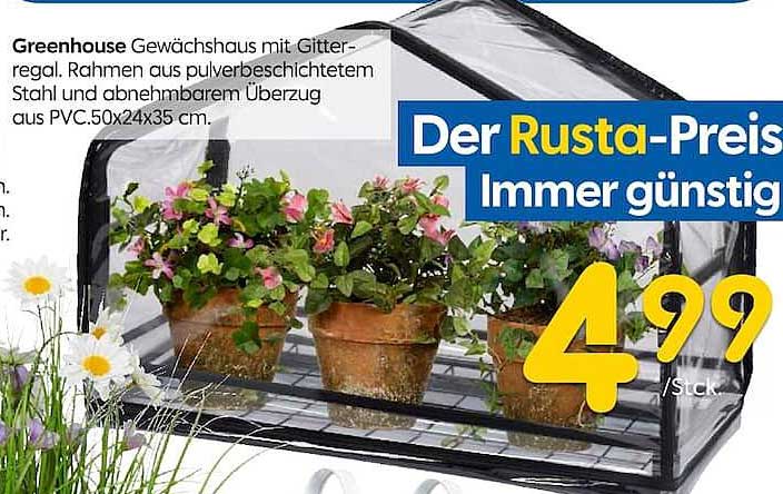 Greenhouse Gewächshaus mit Gitter-regal. Rahmen aus pulverbeschichtetem Stahl und abnehmbarem Überzug aus PVC. 50x24x35 cm.