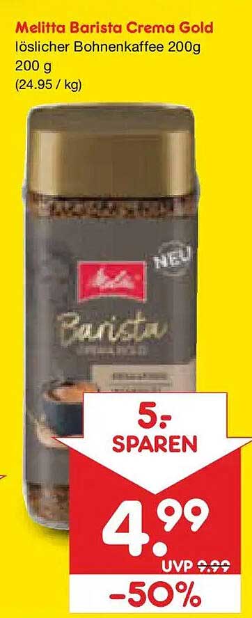Melitta Barista Crema Gold löslicher Bohnenkaffee 200g