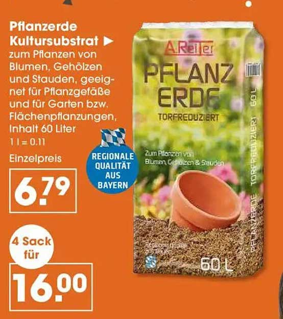 A. Reiter Pflanzerde Kultursubstrat 60 Liter