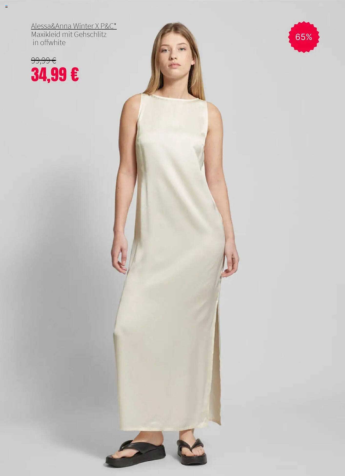 Alessa&Anna Winter X P&C* Maxikleid mit Gehschlitz in offwhite