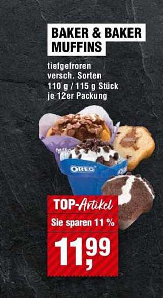 BAKER & BAKER MUFFINS tiefgefroren, verschiedene Sorten, 110 g / 115 g Stück, je 12er Packung