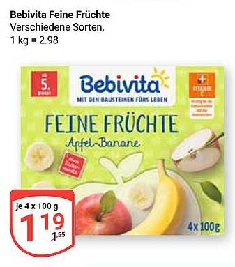 Bebivita Feine Früchte - Apfel-Banane (4 x 100 g)