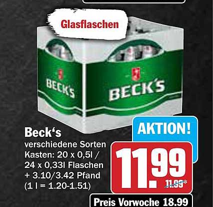 Beck's Bierkasten - Verschiedene Sorten im Angebot
