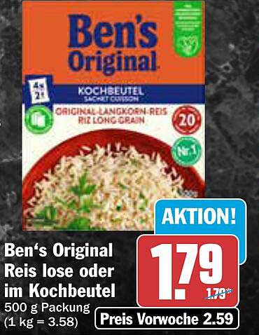 Ben's Original Reis lose oder im Kochbeutel