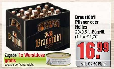 Braustüb'l Pilsner oder Helles 20x0,5-L-Bügelfl.