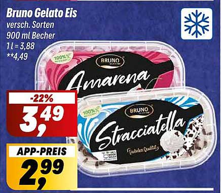 Bruno Gelato Eis, verschiedene Sorten, 900 ml Becher