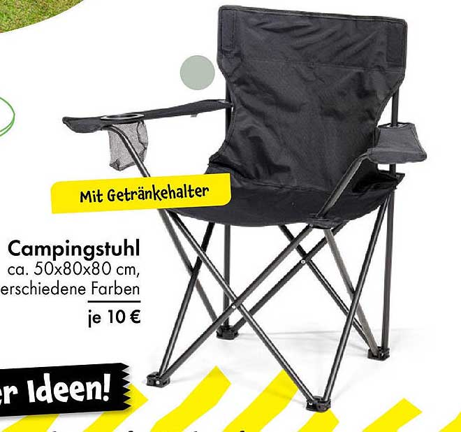 Campingstuhl mit Getränkehalter - verschiedene Farben