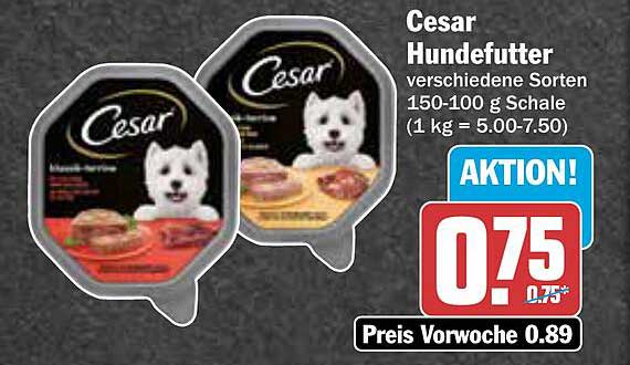 Cesar Hundefutter verschiedene Sorten 150-100 g Schale