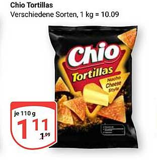 Chio Tortillas - Verschiedene Sorten, 110 g für nur 1,11 €