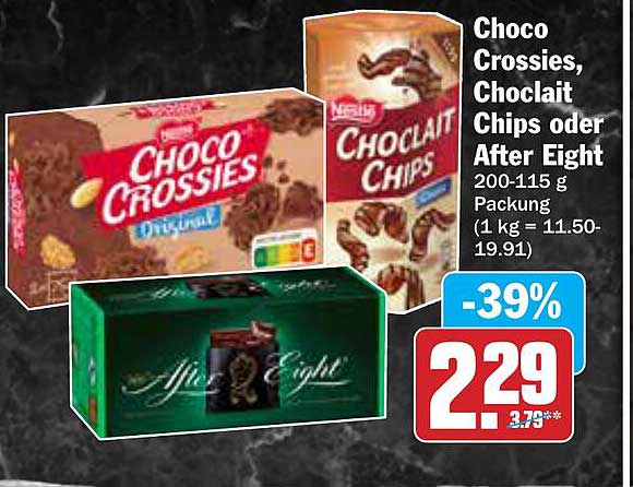 Choco Crossies, Chocolait Chips oder After Eight - 200-115 g Packung