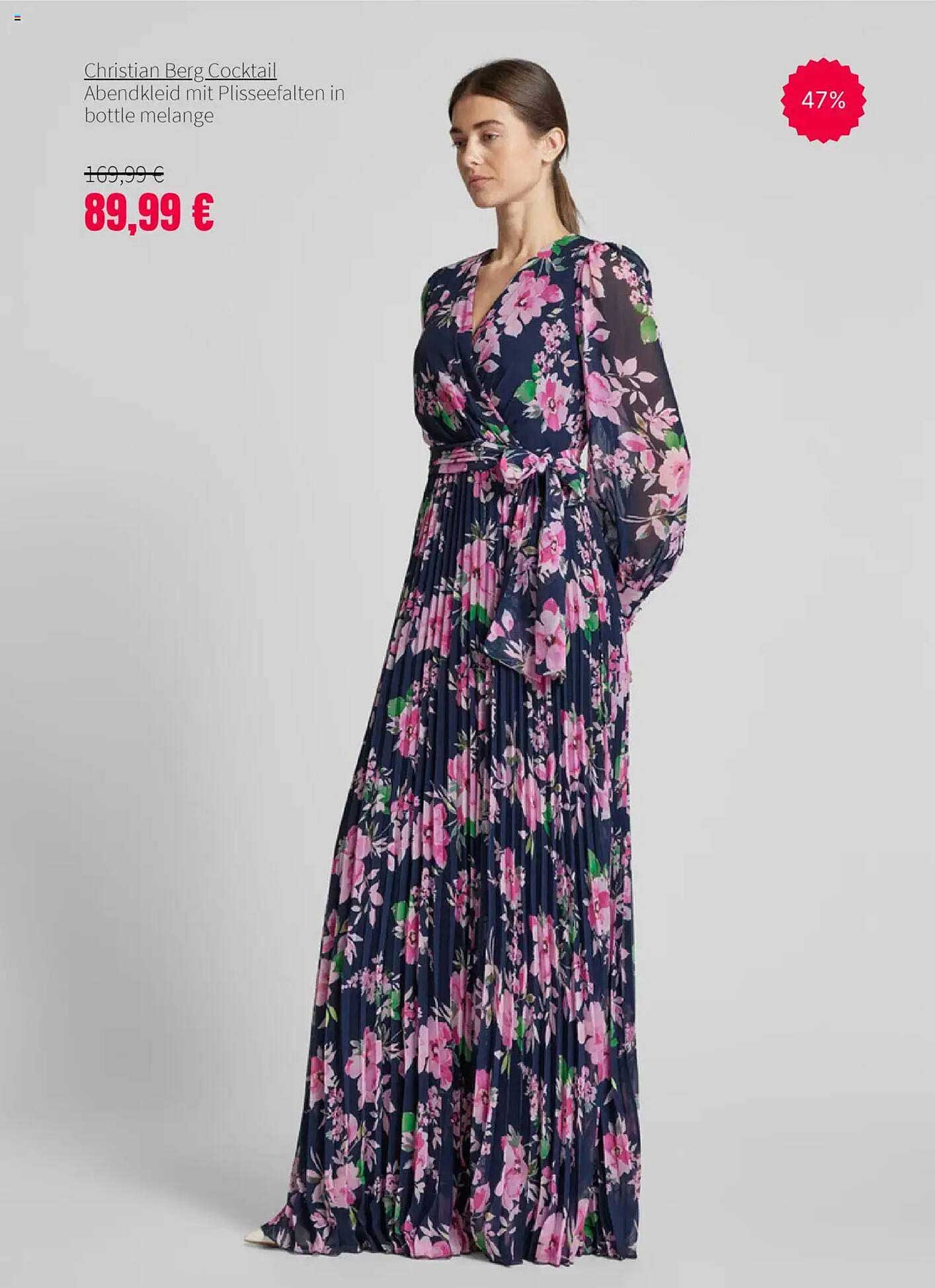 Christian Berg Cocktail Abendkleid mit Plisseefalten in bottle melange