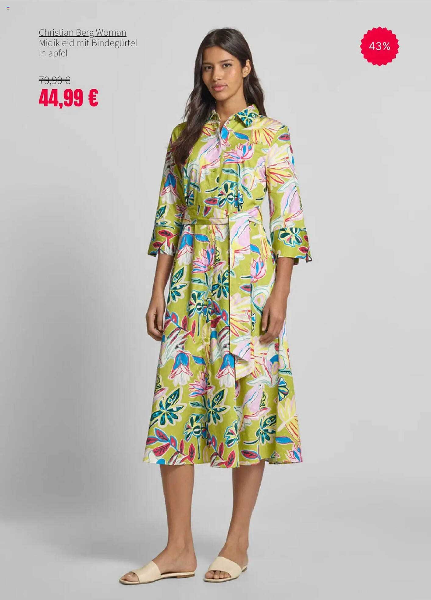 Christian Berg Woman Midikleid mit Bindegürtel in apfel
