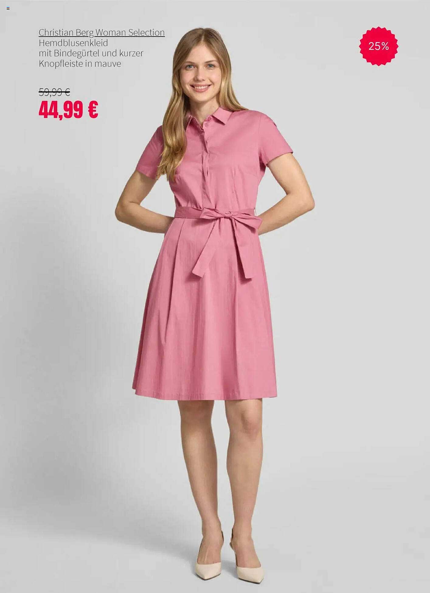 Christian Berg Woman Selection Hemdblusenkleid mit Bindegürtel und kurzer Knopfleiste in mauve