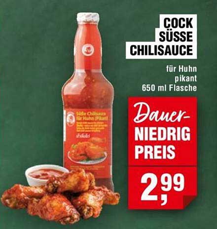 COCK Süße Chilisauce für Huhn 650 ml Flasche