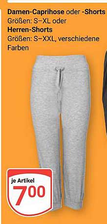 Damen-Caprihose oder -Shorts und Herren-Shorts in verschiedenen Farben