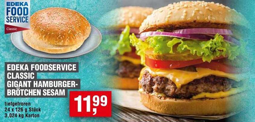 EDEKA Foodservice Classic Gigant Hamburger-Brötchen Sesam