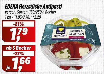 EDEKA Herzstücke Antipasti - Verschiedene Sorten, 150/230 g Becher
