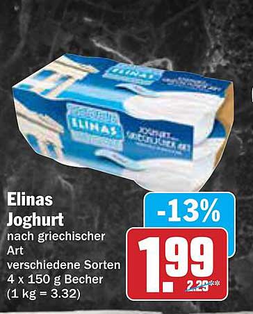Elinas Joghurt nach griechischer Art - 4 x 150 g Becher