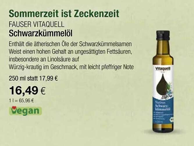 FAUSER VITAQUELL Schwarzkümmelöl 250 ml
