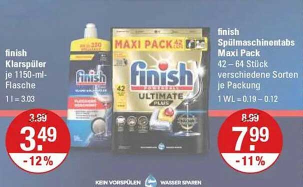 finish Klarspüler 1150-ml-Flasche und finish Spülmaschinentabs Maxi Pack