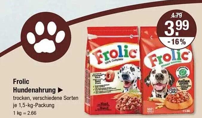 Frolic Hundenahrung - trocken, verschiedene Sorten je 1,5-kg-Packung