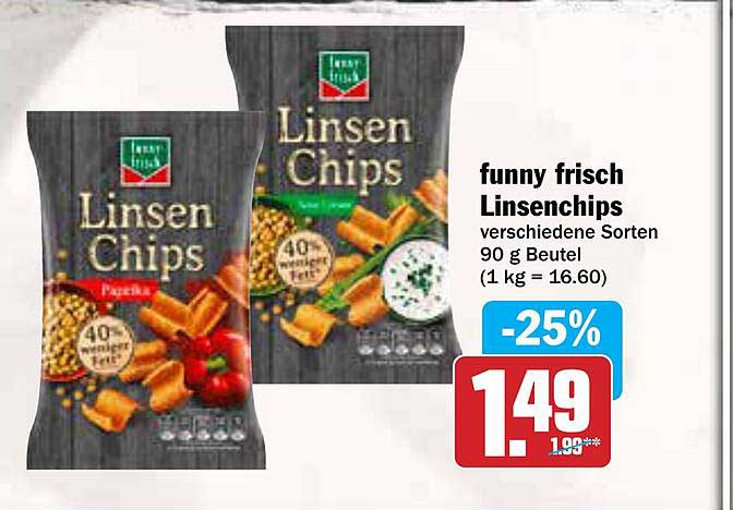 funny frisch Linsenchips verschiedene Sorten 90 g Beutel
