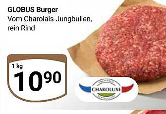 GLOBUS Burger vom Charolais-Jungbullen, rein Rind