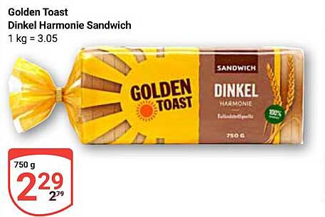 Golden Toast Dinkel Harmonie Sandwich 750 g