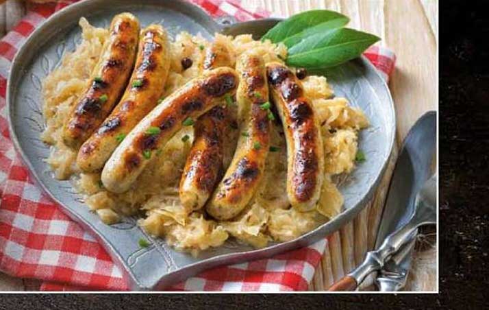 Gourmet-Bratwürste mit Sauerkraut