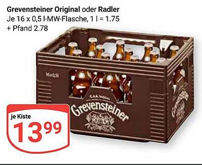 Grevensteiner Original oder Radler - 16er Kiste