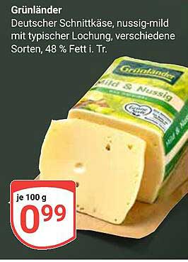 Grünländer Deutscher Schnittkäse, nussig-mild