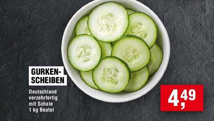 Gurken-Scheiben Deutschland verzehrfertig mit Schale 1 kg Beutel
