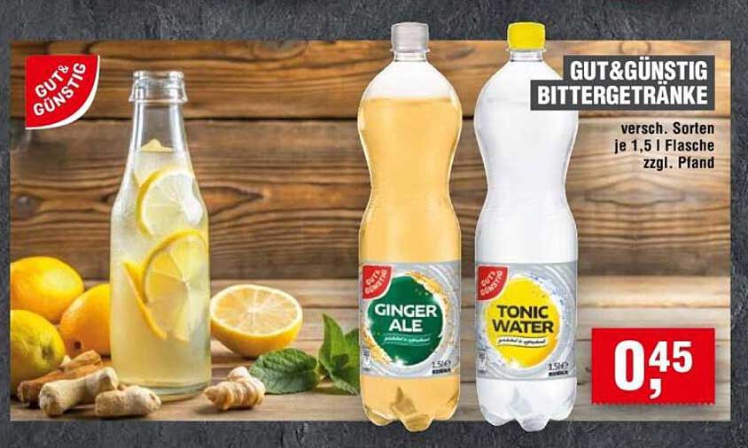 GUT&GENÜSTIG Bittergetränke - Ginger Ale und Tonic Water