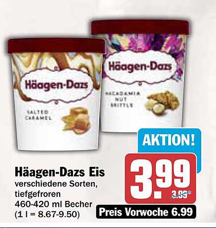 Häagen-Dazs Eis verschiedene Sorten 460-420 ml Becher