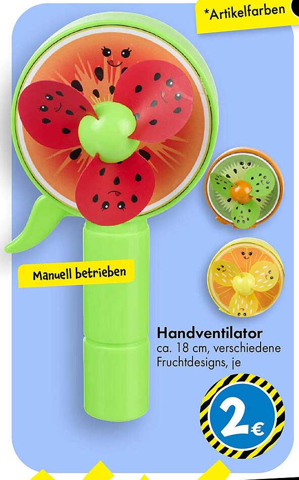 Handventilator, ca. 18 cm, verschiedene Fruchtdesigns