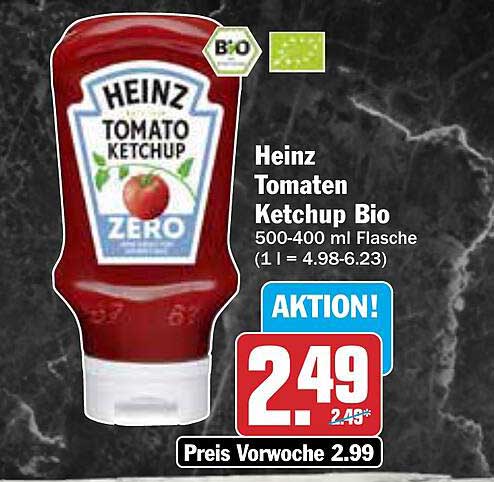 Heinz Tomaten Ketchup Bio 500-400 ml Flasche