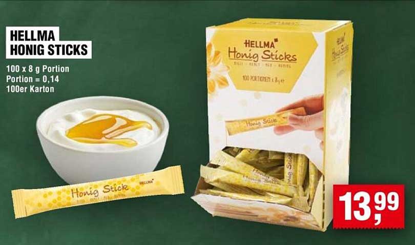 HELLMA Honig Sticks 100er Karton
