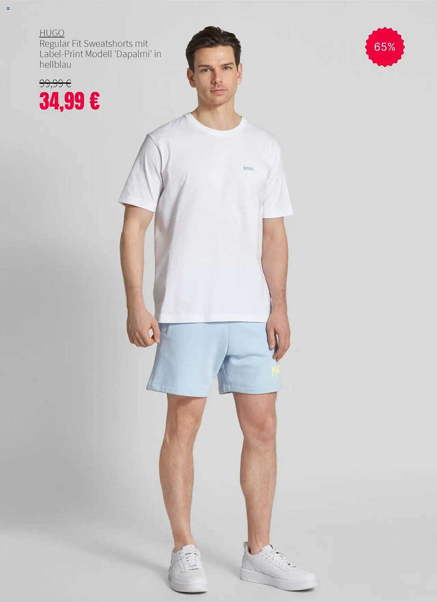 HUGO Regular Fit Sweatshorts mit Label-Print Modell 'Dapalmi' in hellblau
