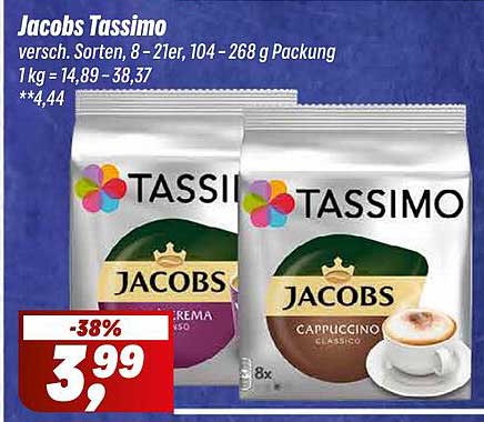 Jacobs Tassimo Kaffeekapseln, verschiedene Sorten, 8 - 21 er Packung