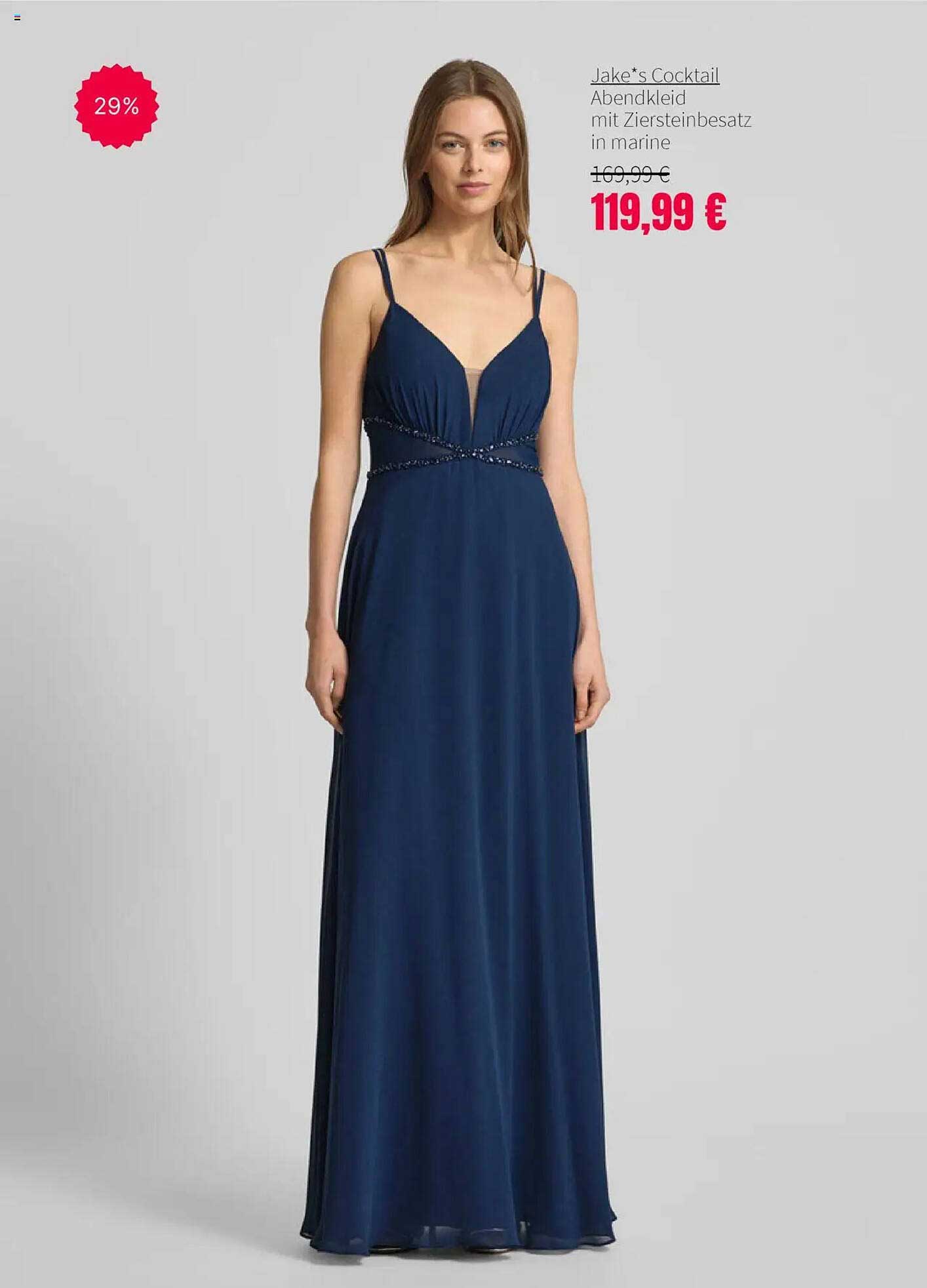 Jake's Cocktail Abendkleid mit Zierrückenbesatz in marine