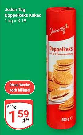Jeden Tag Doppelkeks Kakao 500 g für nur 1,59 €