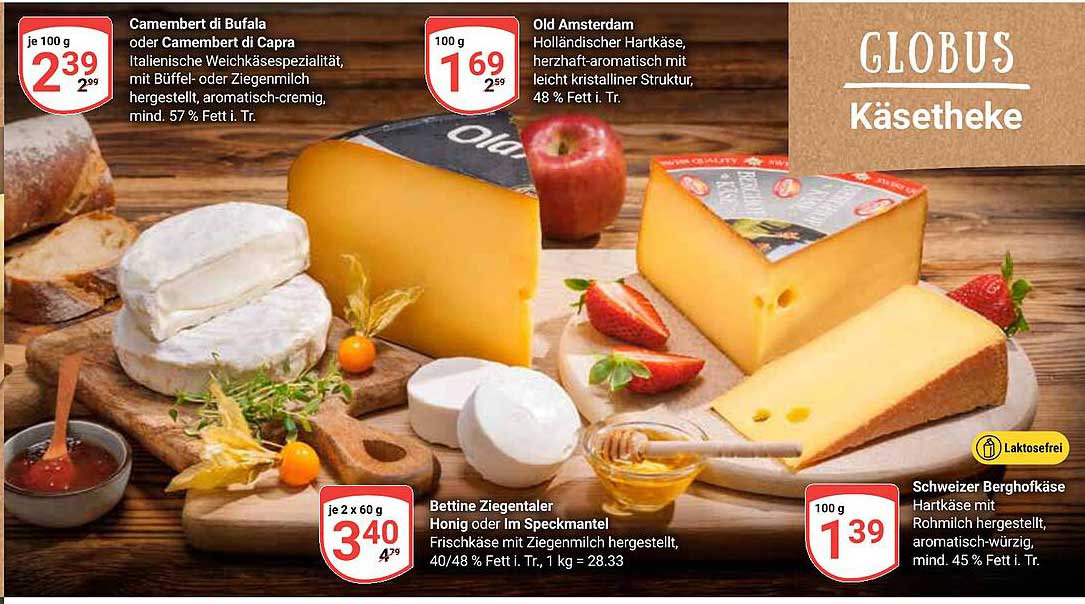 Käsevielfalt bei Globus - Camembert und Old Amsterdam im Angebot!
