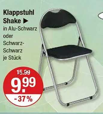 Klappstuhl Shake in Alu-Schwarz oder Schwarz-Schwarz