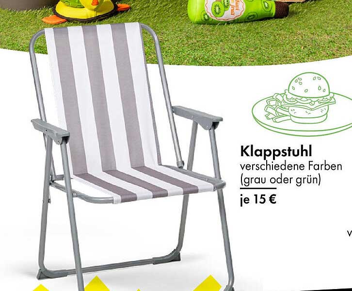 Klappstuhl verschiedene Farben (grau oder grün) je 15 €