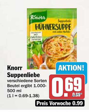 Knorr Suppenliebe - verschiedene Sorten Beutel ergibt 1.000-500 ml