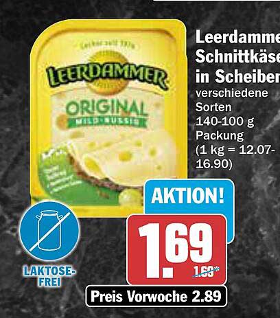 Leerdammer Schnittkäse in Scheiben