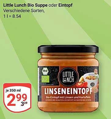 Little Lunch Bio Suppe oder Eintopf, 350 ml - Linseintopf