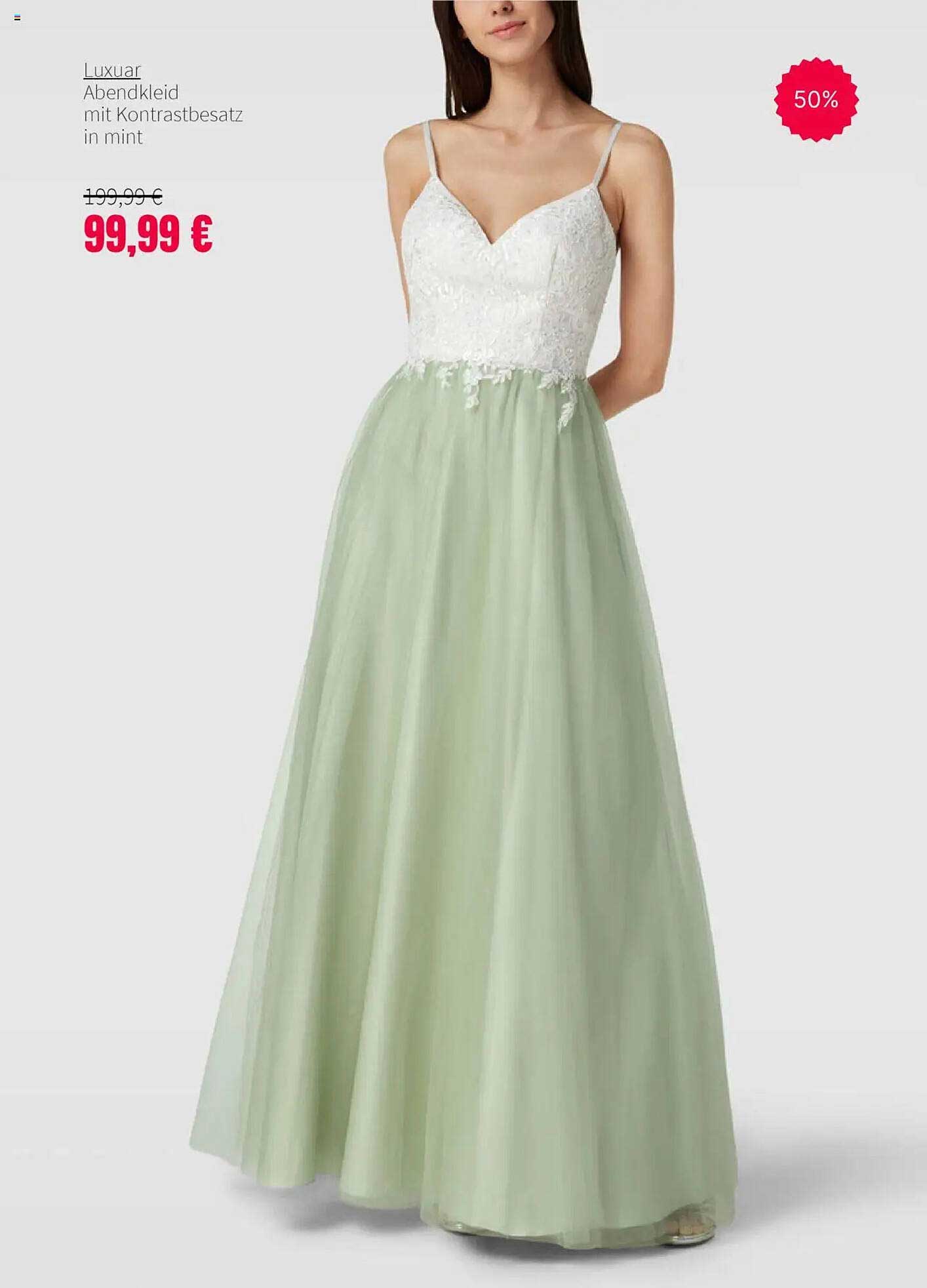 Luxuar Abendkleid mit Kontrastbesatz in mint