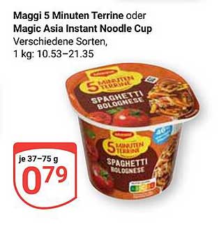 Maggi 5 Minuten Terrine oder Magic Asia Instant Noodle Cup – Spaghetti Bolognese