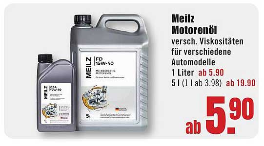MeilZ Motoröl - versch. Viskositäten für verschiedene Automodelle